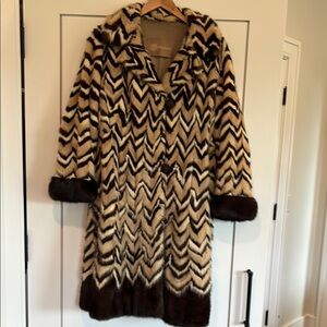 Chevron Pattern Fur Coat
